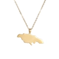 Polished golden stainless steel Jamaica map pendant necklace with classic O-link chain - Gold