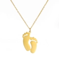 Polierte goldene Halskette mit Baby-Fußabdruck-Anhänger und feiner Gliederkette - Gold