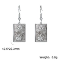 Detail view of Silver Sun Tarot card earrings showing dimensions 12.5x22.3mm and weight - Steel Color 11