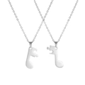 Silver musical note puzzle pendant necklaces in stainless steel for couples jewelry - Steel