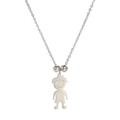 Minimalist silver metal necklace with O-chain and hollow cartoon boy pendant for DIY style - Silver Boy