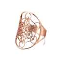 Anello geometrico in acciaio inossidabile oro rosa con motivo cubo di Metatron - Aperto Regolabile / Stile Stella di David Traforato / Oro rosa
