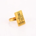 Vintage golden tarot ring featuring the Ace of Cups engraving in a rectangular design - US 7 / Ace of Cups / Gold