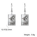 Classic silver tarot earrings featuring the Fool card design with hook style - The Fool / Steel 1