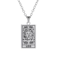 Retro stainless steel Leo zodiac tarot pendant necklace with silver finish for women - Silver-Leo
