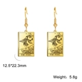 Vintage golden Tarot 'The Fool' earrings featuring detailed rectangular drop pendants - The Fool / Gold 1