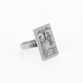 Silver Two of Cups Tarot ring featuring detailed engravings and polished finish - US 7 / Two of Cups / Silver