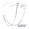 Silver heart-shaped link eyewear chain for sunglasses and masks with polished metal finish - Heart Style - Black (SUNGSS201901-B)
