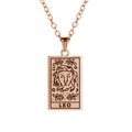 Vintage rose gold Leo zodiac tarot necklace featuring a lion head pendant and O-chain link - Rose Gold-Leo