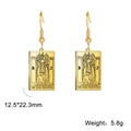 Vintage The High Priestess tarot card earrings in gold finish with engraved details - The High Priestess / Gold 2
