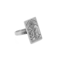 Anillo de plata vintage tarot con grabado rectangular del diseño Tres de Oros - Talla 7 / Tres de Oros (Plata)