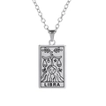 Silver vintage tarot zodiac necklace featuring a Libra pendant with minimalist engraving - Steel-Libra