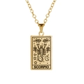 Vintage gold Scorpio zodiac necklace featuring an engraved rectangular tarot card pendant - Gold-Scorpio