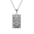 Silver vintage Gemini tarot zodiac necklace with rectangular engraved constellation pendant - Silver-Gemini