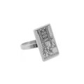 Anillo tarot vintage de acero inoxidable con grabado detallado Five of Pentacles - Talla 7 / Cinco de Oros (Plata)