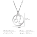 Silver Leo zodiac pendant necklace in stainless steel with size and weight specifications - Leo