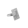Five of Swords tarot ring in silver finish stainless steel with rectangular engraved face - Size 7 / Five of Swords / Steel