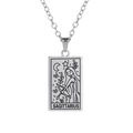 Silver retro Sagittarius zodiac tarot necklace with rectangular pendant and cross chain - Silver-Sagittarius