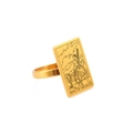 Gold stainless steel tarot ring featuring the Five of Swords engraving on a polished band - Size 7 / Five of Swords / Gold