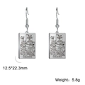 Vintage silver tarot earrings featuring the Death XIII card design in a rectangular shape - Steel 8