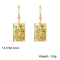 Golden vintage tarot card dangle earrings featuring the XIII Death design and fishhooks - Gold 8