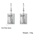 Retro The Hermit tarot card earrings in silver-toned rectangle drops, size 12.5x22.3mm - Steel 9