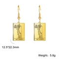 Vintage Hermit Tarot card earrings in gold finish with rectangle pendant drops - Gold 9