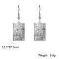 Classic retro The Star tarot card drop earrings in polished silver stainless steel - Steel Color 10