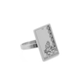 Anillo de tarot vintage plateado Ocho de Oros con superficie metálica rectangular pulida - Talla 7 / Ocho de Oros (Plata)