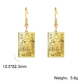 Golden tarot earrings featuring XVII The Star pendant with fish hook in retro style - Gold 10