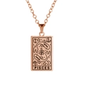 Retro rose gold Pisces tarot necklace with a rectangular engraved constellation pendant - Rose Gold-Pisces