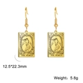 Classic gold Tarot card earrings featuring the World card design in vintage style - Gold 12