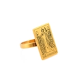 Anillo de tarot vintage dorado Nueve de Oros con diseño rectangular plano - Talla 7 / Nueve de Oros (Oro)