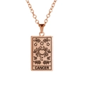 Rose gold Cancer zodiac tarot card necklace with crab motif and rectangular pendant - Rose Gold-Cancer