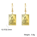 Vintage golden tarot earrings with engraved The Magician card pattern detail - Gold 13