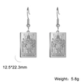 Vintage Tarot earrings featuring the Emperor design on silver rectangular pendants - Steel Color 14