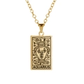Golden Aquarius tarot pendant necklace in vintage rectangular metal style - Gold-Aquarius