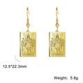 Vintage gold The Emperor tarot card drop earrings with IV Roman numeral engraving - Gold 14