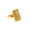 Anillo de tarot dorado Diez de Oros de forma rectangular en acero inoxidable pulido - Talla 7 / Diez de Oros (Oro)