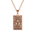 Rose gold rectangular Aquarius tarot card zodiac pendant necklace on a fine link chain - Rose Gold-Aquarius