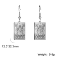 Retro tarot card earrings featuring The Hierophant design in silver stainless steel - Steel Color 15
