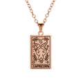 Rose gold tarot-style Capricorn pendant necklace featuring intricate goat engraving - Rose Gold-Capricorn