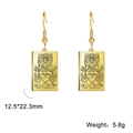 Vintage gold The Chariot Tarot card drop earrings, 12.5x22.3mm rectangular metal charms - Gold 16