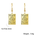 Vintage Wheel of Fortune tarot card earrings in gold-plated stainless steel finish - Gold 17