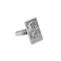 Anillo de plata vintage con grabado detallado de la carta de tarot Reina de Oros - Talla 7 / Reina de Oros (Plata)