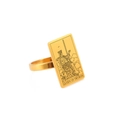 Vintage golden stainless steel tarot ring featuring the Queen of Swords design - Size 7 / Queen of Swords / Gold