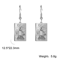 Vintage silver tarot card earrings featuring The Tower design with hook fastening - Steel Color 21