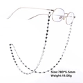 Silver stainless steel heart bead chain for sunglasses and masks, 780mm length - Heart Style - White (SUNGSS201901-W)
