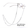 Chaîne à lunettes en acier inoxydable argenté avec breloques croix et boucles noires - Style Croix - Noir (SUNGSS201903-B)