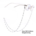 Chaîne de lunettes perlée argentée et cordon de masque avec boucles antidérapantes - Style Perle - Noir (SUNGSS201902-B)